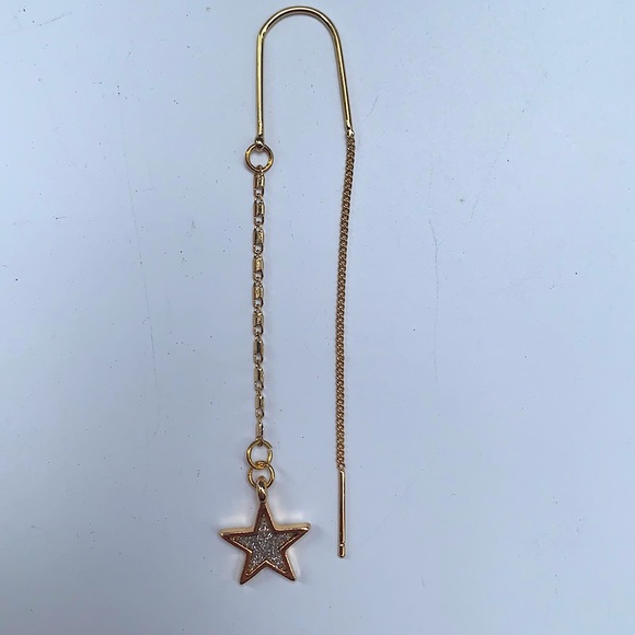 Gold Star Threader Earrings - Picture 3 of 4